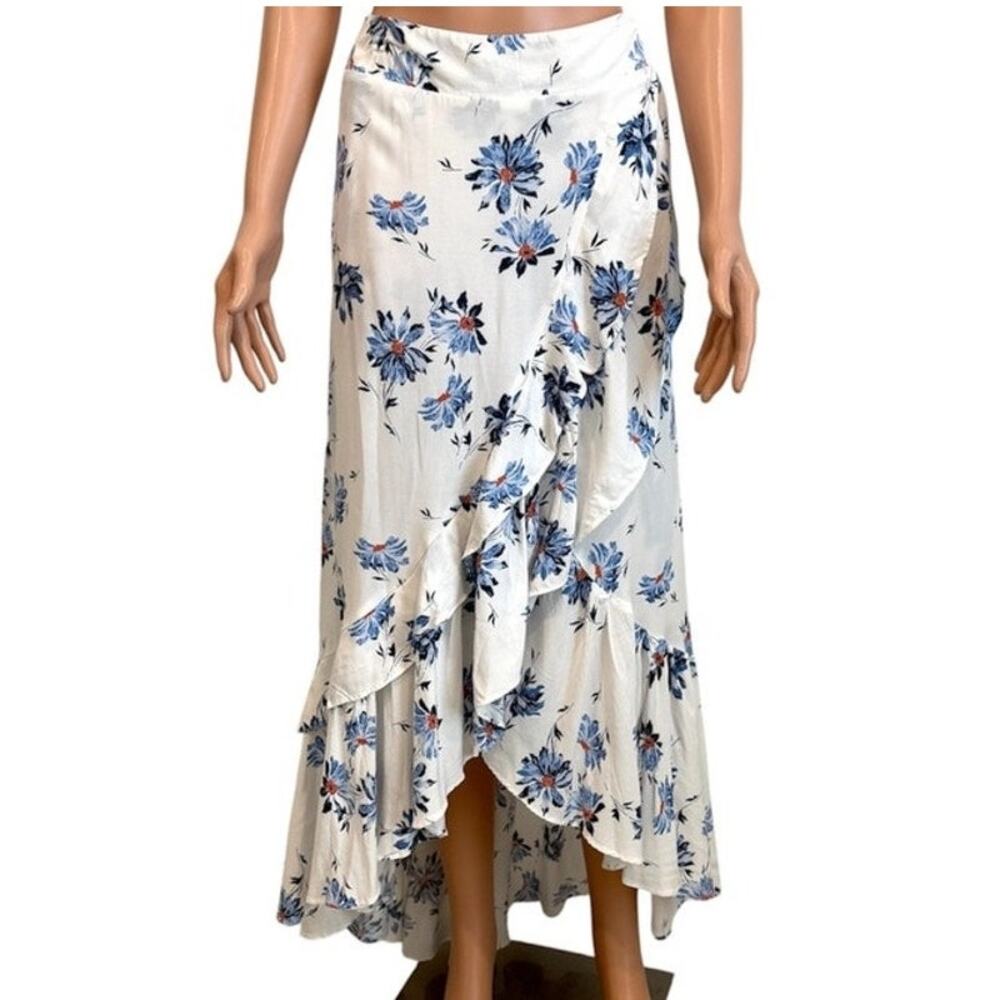 Torrid 1 floral tiered ruffle hi low flap front hem midi skirt SK 3528